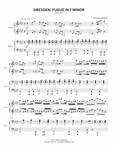 Fugue In F Minor Piano Duet Sheet Music