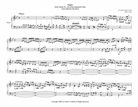 Fugue In G Minor After Bach Sheet Music