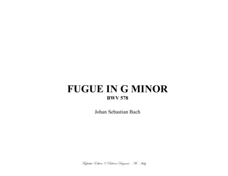 Fugue In G Minor Bwv 578 For Organ 3 Staff Sheet Music