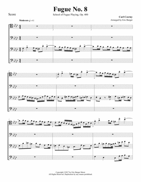 Free Sheet Music Fugue No 8 For Trombone Or Low Brass Quartet