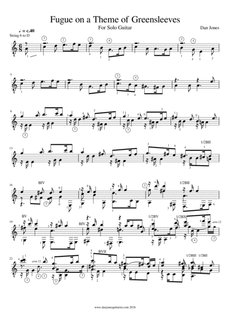 Free Sheet Music Fugue On A Theme Of Greensleeves