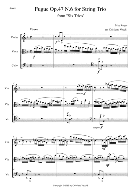 Free Sheet Music Fugue Op 47 N 6 For String Trio