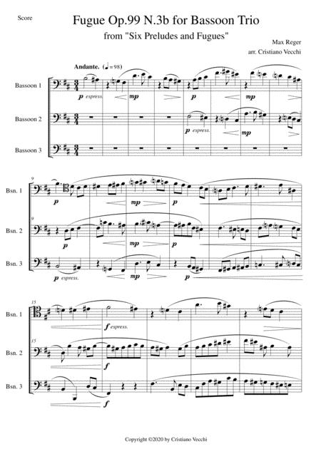 Free Sheet Music Fugue Op 99 N 3b For Bassoon Trio