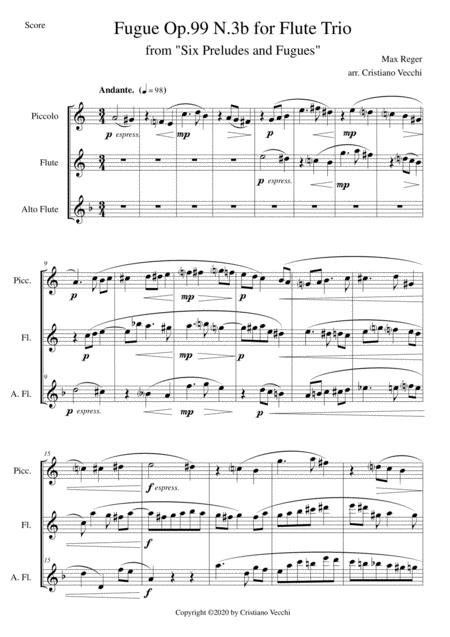 Free Sheet Music Fugue Op 99 N 3b For Flute Trio