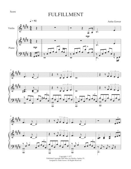 Free Sheet Music Fulfillment Is A Violin Piano Transcription From The 5 Movement Suite Passage By Anita Gower