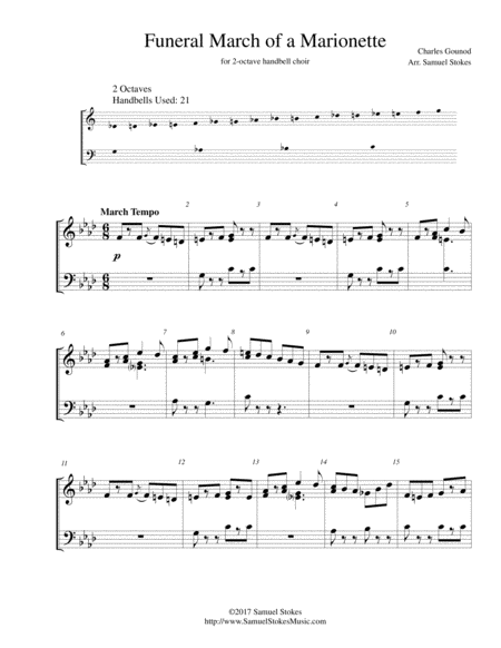 Free Sheet Music Funeral March Of A Marionette For 2 Octave Handbell Choir