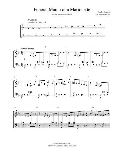 Funeral March Of A Marionette For 3 Octave Handbell Choir Sheet Music