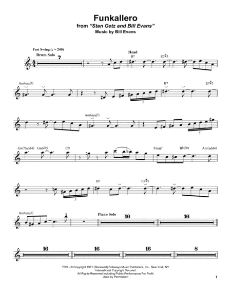 Free Sheet Music Funkallero