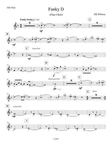 Free Sheet Music Funky D Alto Flute