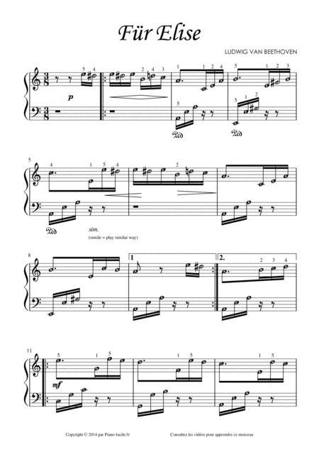 Free Sheet Music Fur Elise Grade 1 With Note Names Alphabets And Finger Numbers