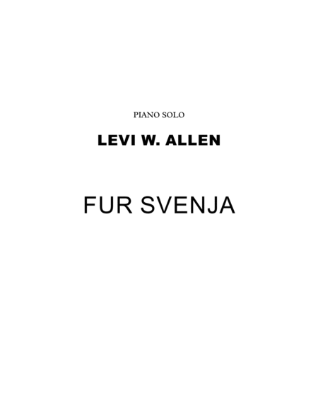 Fur Svenja Piano Solo Sheet Music