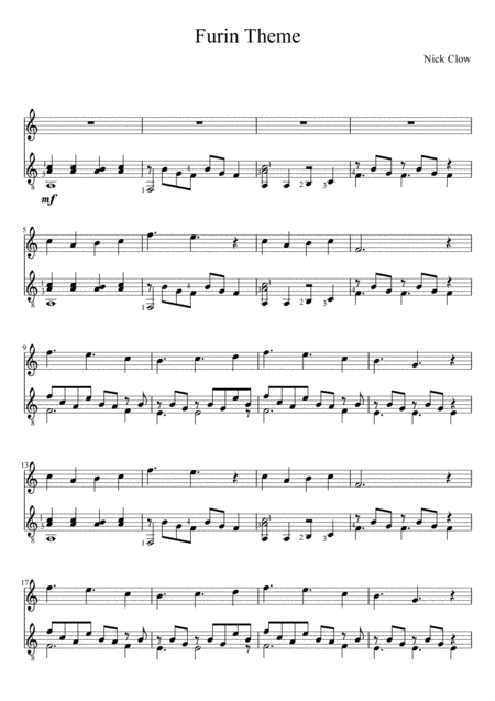 Free Sheet Music Furin Theme