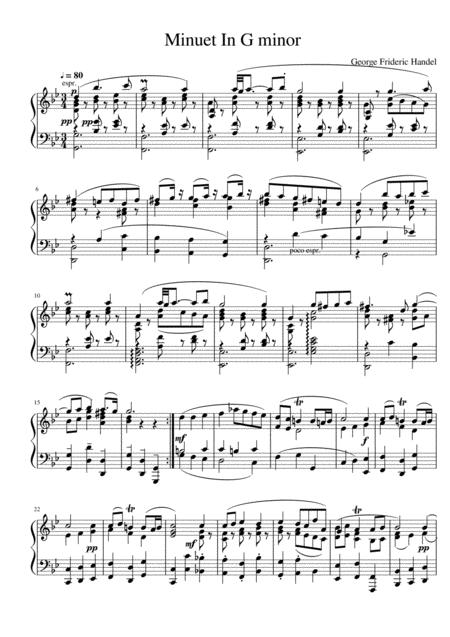 Free Sheet Music G F Handel Minuet In G Minor