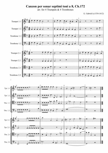 Free Sheet Music G Gabrieli Canzon Per Sonar Septimi Toni A 8 Ch 172