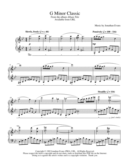 Free Sheet Music G Minor Classic