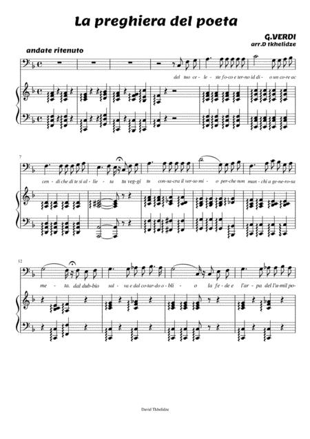 G Verdi La Preghiera Del Poeta Sheet Music