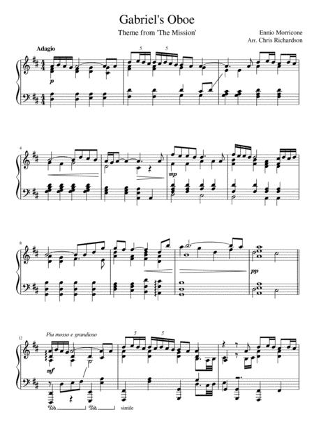 Free Sheet Music Gabriel Oboe Solo Piano
