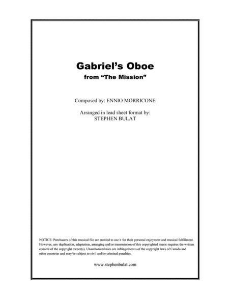 Gabriels Oboe From The Mission Ennio Morricone Lead Sheet In Original Key Of D Sheet Music