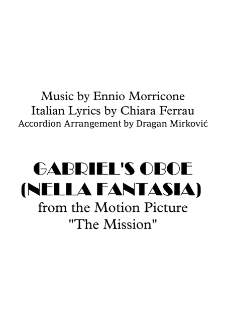 Free Sheet Music Gabriels Oboe Nella Fantasia