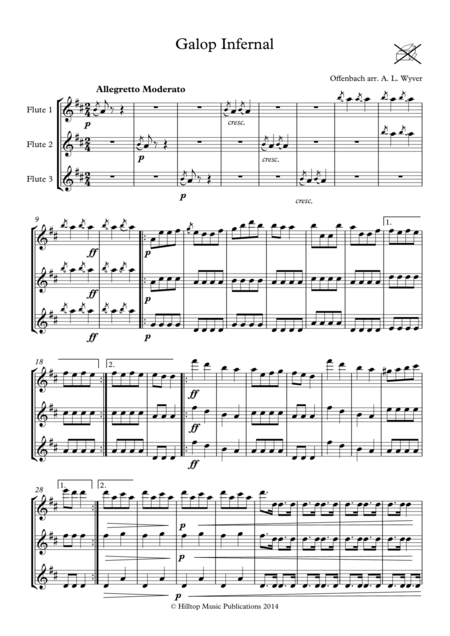 Galop Infernal Can Can Arr Three Flutes Sheet Music