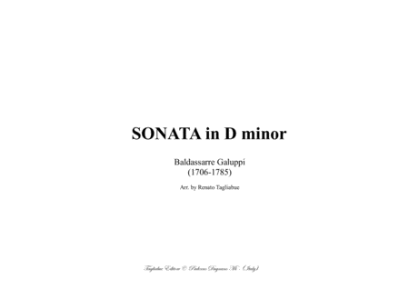 Galuppi Sonata In D Minor For Organ Sheet Music