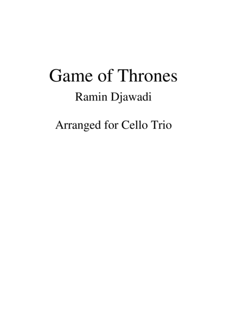 Game Of Thrones Cello Trio Sheet Music