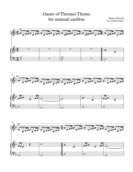 Free Sheet Music Game Of Thrones For Manual Carillon In F