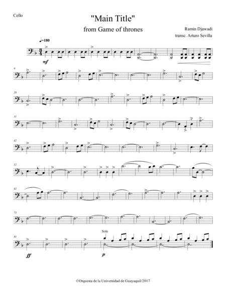 Game Of Thrones Main Title For Strings Sheet Music