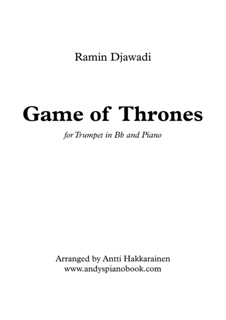 Game Of Thrones Trumpet And Piano Sheet Music