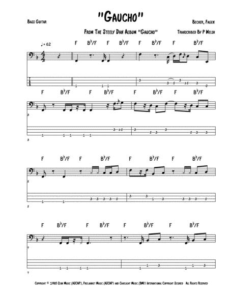 Gaucho Bass Guitar Tab Sheet Music