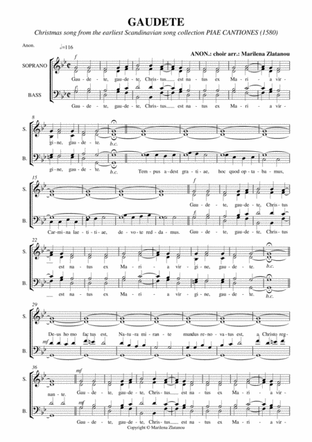 Gaudete From Piae Cantiones For Satb Choir A Cap Sheet Music