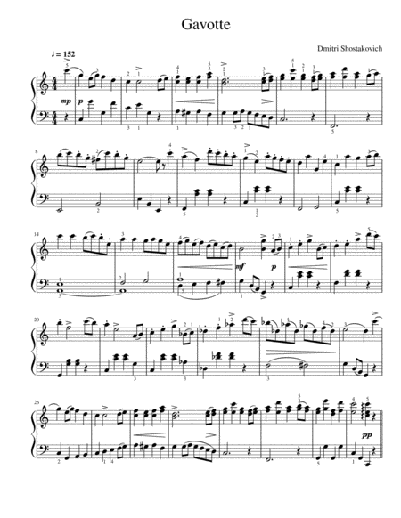 Free Sheet Music Gavotte Dmitri Shostakovich