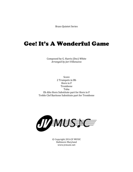 Free Sheet Music Gee Its A Wonderful Game Brass Quintet