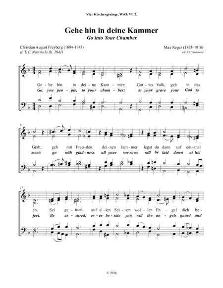 Free Sheet Music Gehe Hin In Deine Kammer Go Into Your Chamber