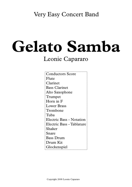 Free Sheet Music Gelato Samba