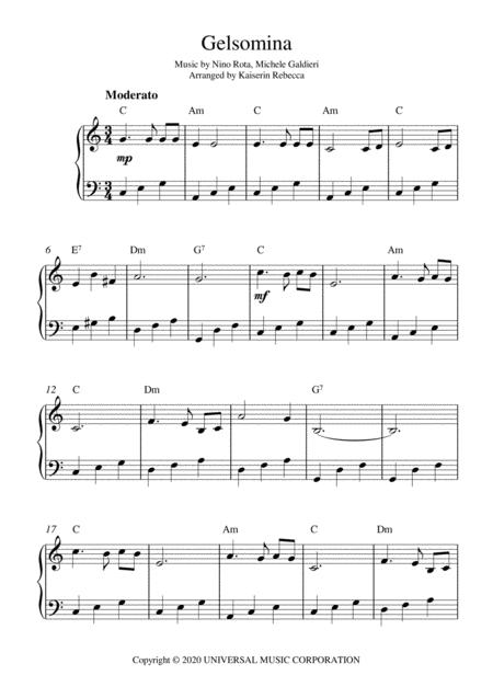Free Sheet Music Gelsomina Piano Solo With Chords