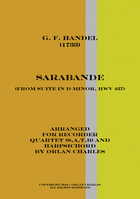 Free Sheet Music George Friderich Handel Sarabande From Suite In D Minor Hwv 437