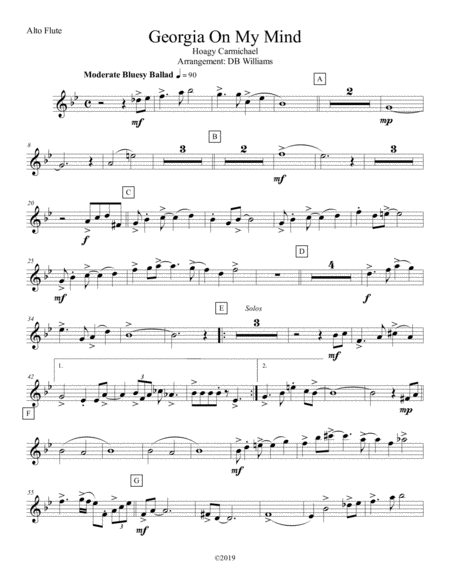 Georgia On My Mind Alto Flute Sheet Music