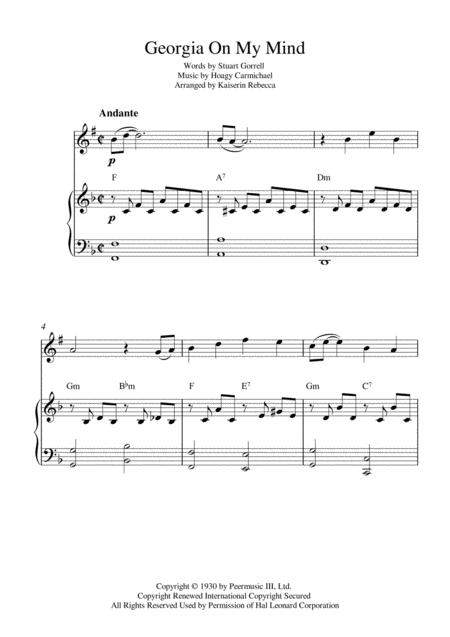 Free Sheet Music Georgia On My Mind Bb Clarinet Solo And Piano Accompaniment