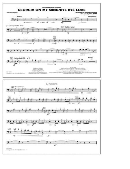 Georgia On My Mind Bye Bye Love Arr Michael Brown 2nd Trombone Sheet Music