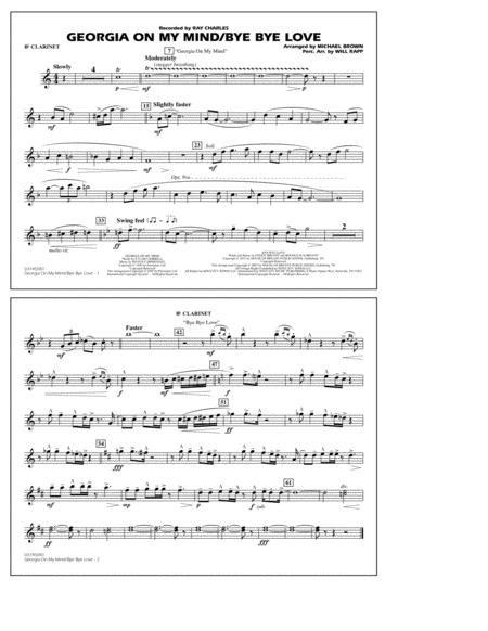 Georgia On My Mind Bye Bye Love Arr Michael Brown Bb Clarinet Sheet Music