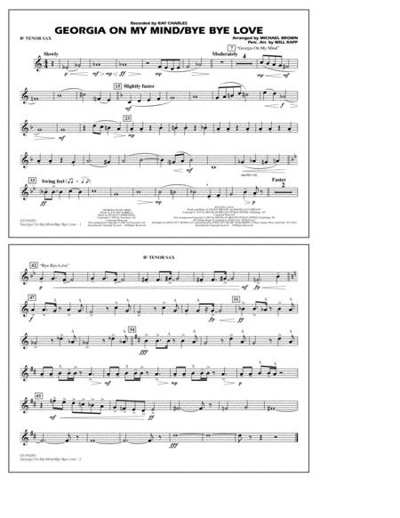 Georgia On My Mind Bye Bye Love Arr Michael Brown Bb Tenor Sax Sheet Music