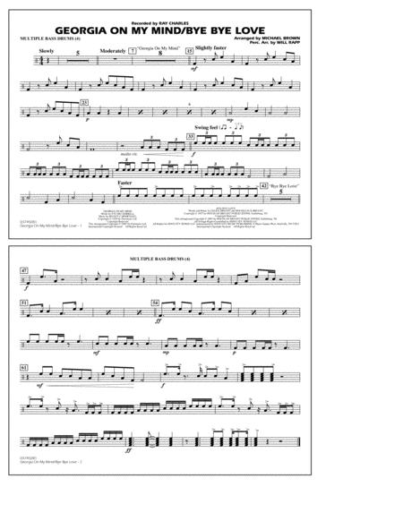 Georgia On My Mind Bye Bye Love Arr Michael Brown Multiple Bass Drums Sheet Music