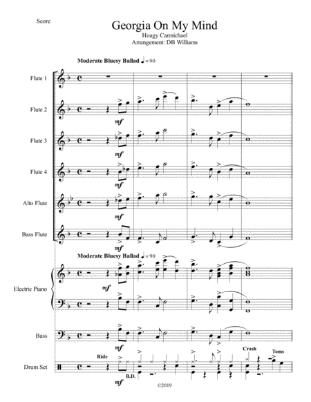 Georgia On My Mind Flute Choir Sheet Music