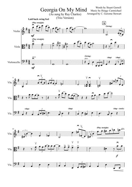 Georgia On My Mind String Trio Sheet Music