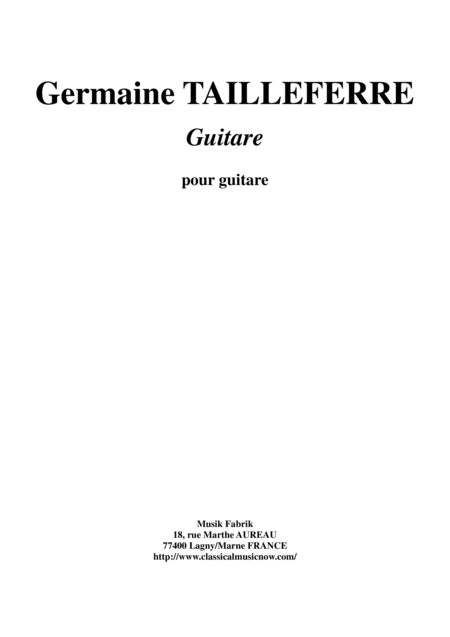 Germaine Tailleferre Guitare For Guitar Sheet Music