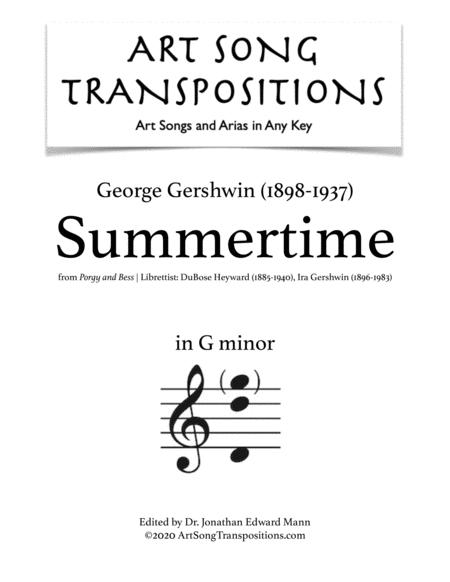 Free Sheet Music Gershwin Summertime Transposed To G Minor