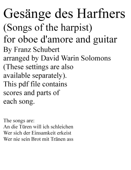 Gesnge Des Harfners Songs Of The Harpist For Oboe D Amore And Guitar All Three Songs Sheet Music