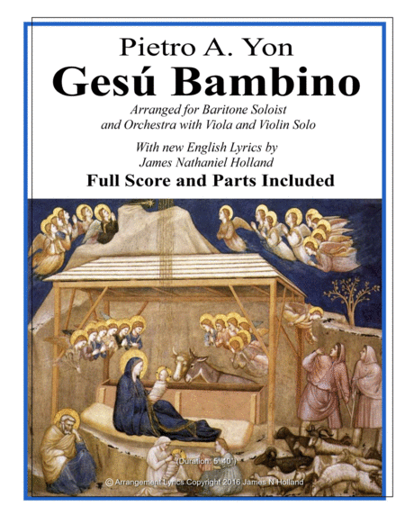 Gesu Bambino For Baritone Voice Orchestra Score And Parts And New English Lyrics Sheet Music