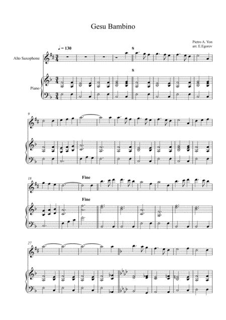 Gesu Bambino The Infant Jesus For Alto Saxophone Piano Sheet Music